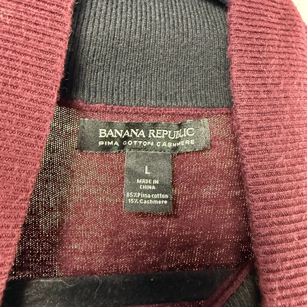 Banana Republic Pima Cotton‎ Cashmere Quarter Zip Sweater in Maroon Size Large
